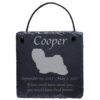 Engraved silhouette memorial slate plaque, cord, Lhasa Apso 1