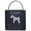 Engraved silhouette memorial slate plaque, cord, Miniature Schnauzer 1