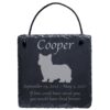 Engraved silhouette memorial slate plaque, cord, Norwich Terrier 1