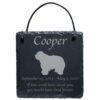 Engraved silhouette memorial slate plaque, cord, Old English Sheepdog 1