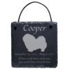 Engraved silhouette memorial slate plaque, cord, Pekingese 1