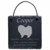 Engraved silhouette memorial slate plaque, cord, Pomeranian 1