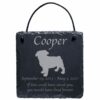 Engraved silhouette memorial slate plaque, cord, Pug 1