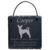 Engraved silhouette memorial slate plaque, cord, Rat Terrier 1