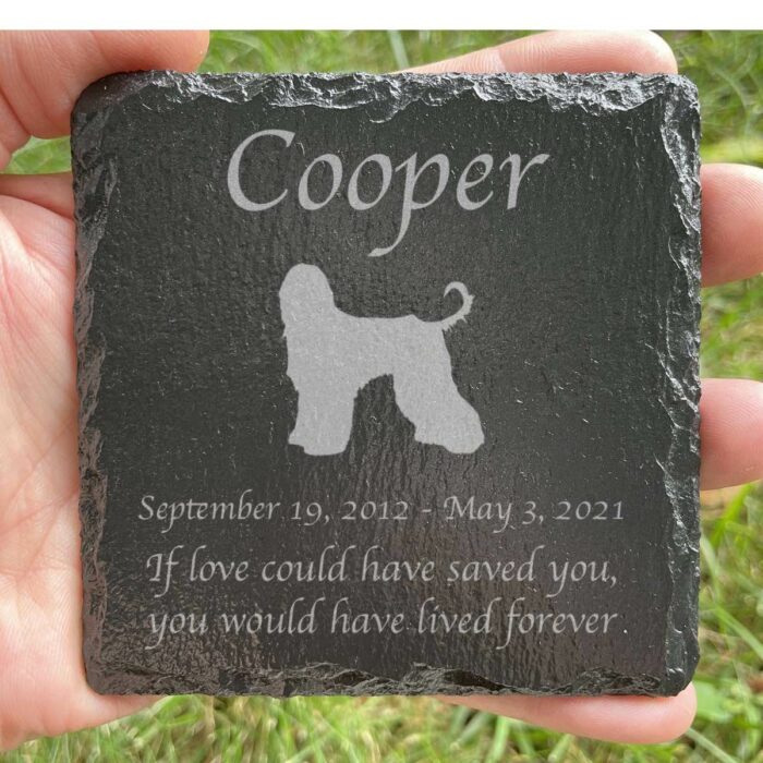 Engraved silhouette memorial slate plaque, grass, Afghan 1