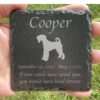 Engraved silhouette memorial slate plaque, grass, Airedale 2