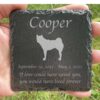 Engraved silhouette memorial slate plaque, grass, Akita 2