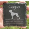 Engraved silhouette memorial slate plaque, grass, Bulldog 2