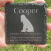 Engraved silhouette memorial slate plaque, grass, Bloodhound