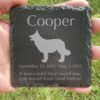 Engraved silhouette memorial slate plaque, Border Collie 1, grass