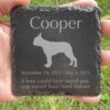 Engraved silhouette memorial slate plaque, Boston Terrier 1, grass