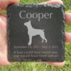 Engraved silhouette memorial slate plaque, Boxer 1, grass