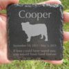 Engraved silhouette memorial slate plaque, Bulldog 1, grass