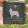 Engraved silhouette memorial slate plaque, grass, Collie 1