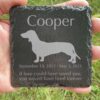 Engraved silhouette memorial slate plaque, grass, Dachshund 1