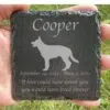Engraved silhouette memorial slate plaque, German Shepherd 1