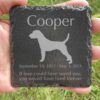 Engraved silhouette memorial slate plaque, grass, Jack Russell Terrier 1