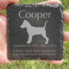 Engraved silhouette memorial slate plaque, grass, Miniature Pinscher 1