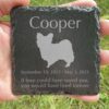 Engraved silhouette memorial slate plaque, grass, Papillon 1