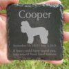 Engraved silhouette memorial slate plaque, grass, Poodle 1