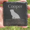 Engraved silhouette memorial slate plaque, grass, Puggle 1