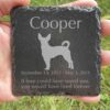 Engraved silhouette memorial slate plaque, grass, Rat Terrier 1