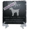 Engraved silhouette memorial slate plaque, stand, Airedale silhouette 1