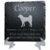 Engraved silhouette memorial slate plaque, stand, Akita 1