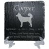 Engraved silhouette memorial slate plaque, stand, Alaskan Malmaute 1