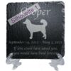 Engraved silhouette memorial slate plaque, stand, Alaskan Malmaute silhouette 1