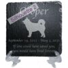 Engraved silhouette memorial slate plaque, stand, Alaskan Malmaute silhouette 2