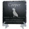 Engraved silhouette memorial slate plaque, stand, Bulldog 1