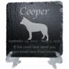 Engraved silhouette memorial slate plaque, Australian Cattle Dog 1, stand