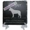 Engraved silhouette memorial slate plaque, Australian Cattle Dog 1, stand