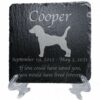 Engraved silhouette memorial slate plaque, Beagle 1, stand