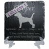 Engraved silhouette memorial slate plaque, Beagle 1, stand