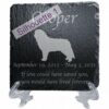 Engraved silhouette memorial slate plaque, Bernese Mountain Dog 1, stand