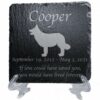 Engraved silhouette memorial slate plaque, Border Collie 1, stand