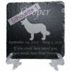 Engraved silhouette memorial slate plaque, Border Collie 1, stand