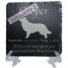 Engraved silhouette memorial slate plaque, Border Collie 2, stand