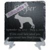 Engraved silhouette memorial slate plaque, Boston Terrier 1, stand