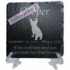 Engraved silhouette memorial slate plaque, Boston Terrier 2, stand