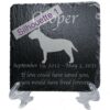 Engraved silhouette memorial slate plaque, stand, Bull Terrier, sill 1