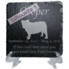 Engraved silhouette memorial slate plaque, Bulldog 1, stand