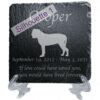 Engraved silhouette memorial slate plaque, stand, Bullmastiff, sill 1