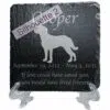 Engraved silhouette memorial slate plaque, stand, Chesapeake Bay Retriever, sill 2