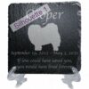 Engraved silhouette memorial slate plaque, stand, Chow Chow, sill 1