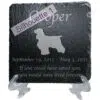 Engraved silhouette memorial slate plaque, stand, Cocker Spaniel 1