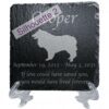 Engraved silhouette memorial slate plaque, stand, Collie sill2