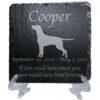 Engraved silhouette memorial slate plaque, stand, Dalmatian 1